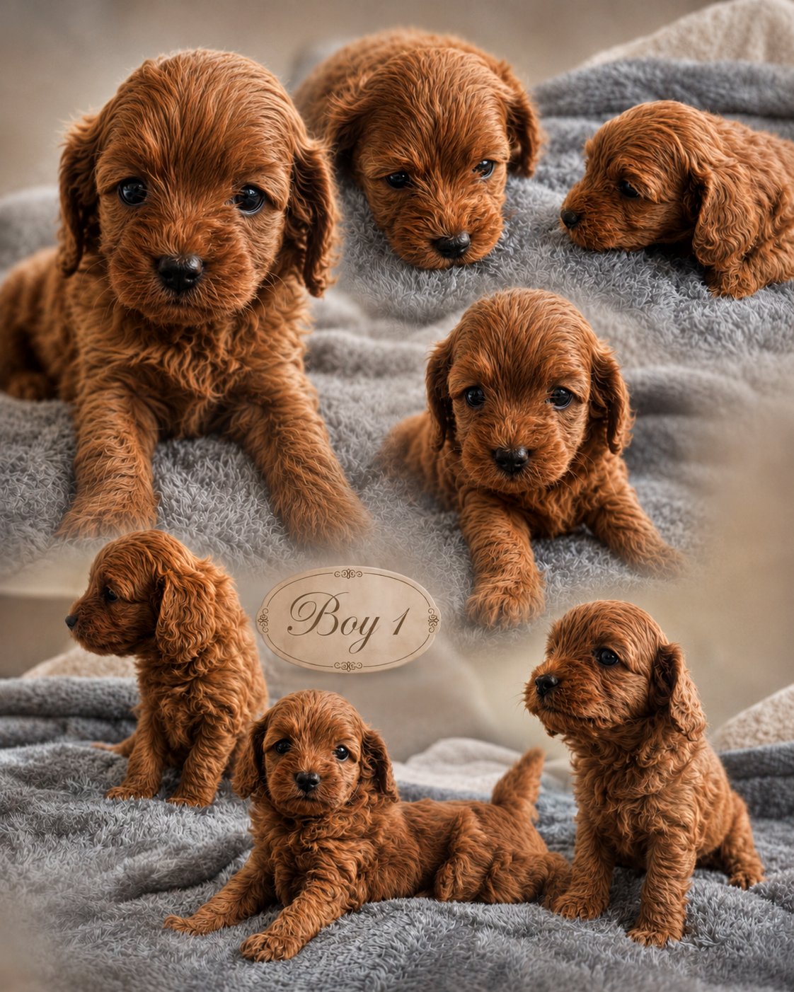 Boy 1 ruby Cavoodle photo collage