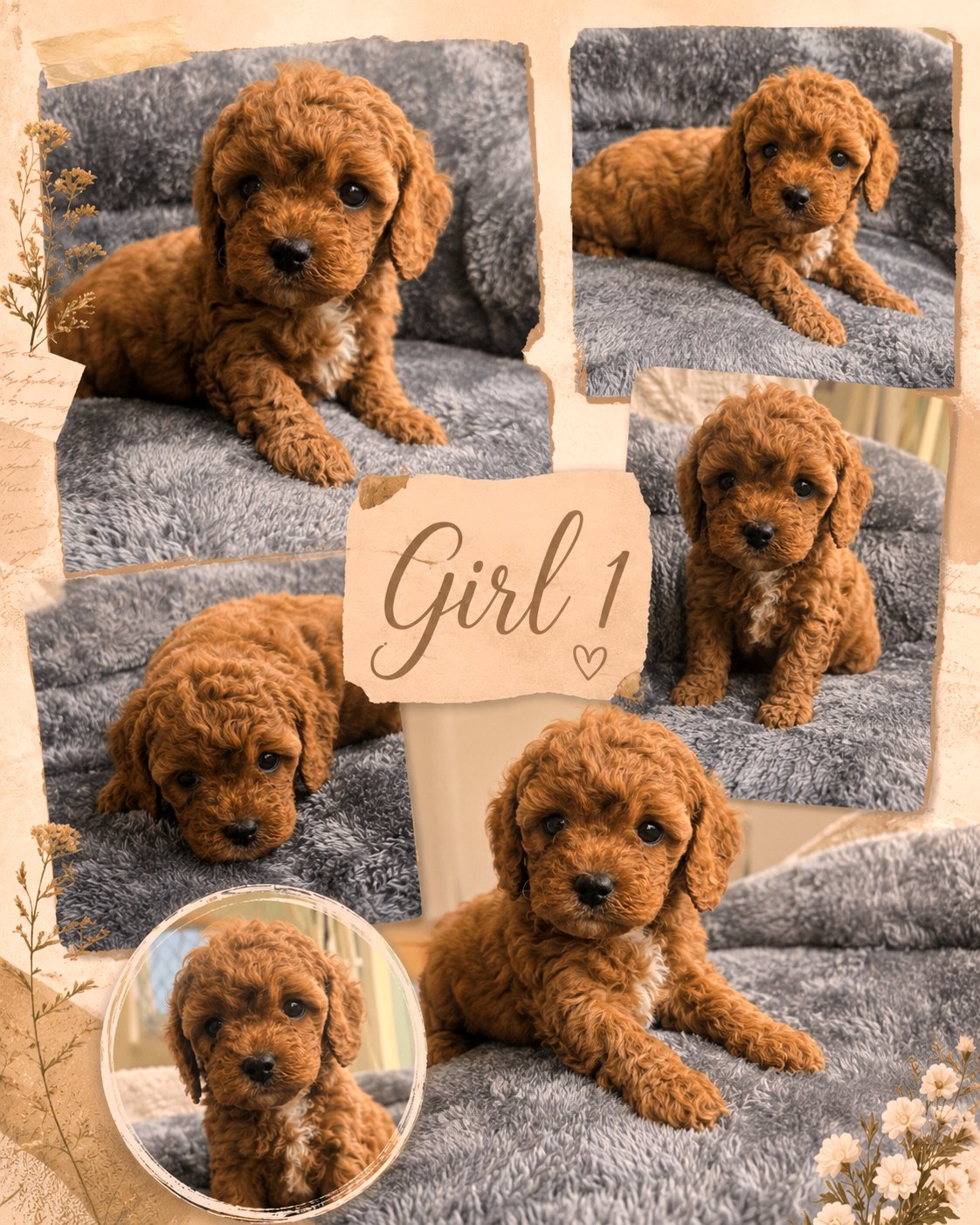 Ruby Cavoodle girl photo collage